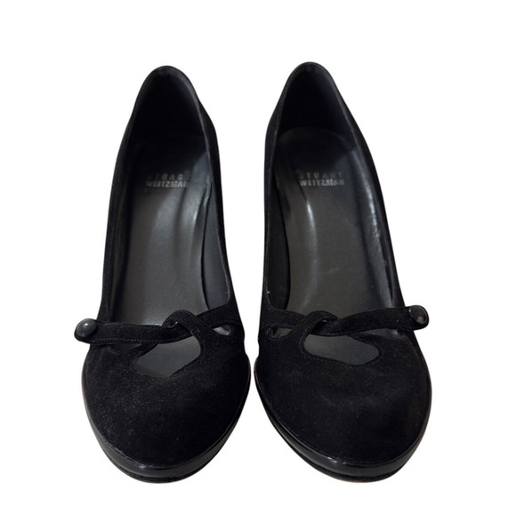 Stuart Weitzman Black Suede Almond Toe Pumps Size 6.5M - Picture 2 of 8